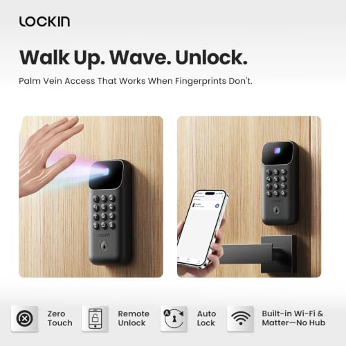 Lockin Veno Go, Palm Vein Keyless Entry Smart Lock, 7-Month Battery - Image 2