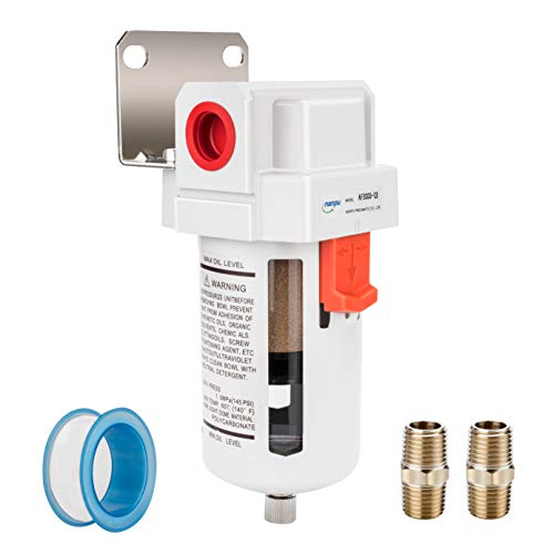 Nanpu 3/8" Npt Compressed Air Line Filter, 5 Micron Brass Element, Bracket, Poly Bowl, 145 Psi #TOP3