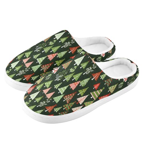 Fuzzy Memory Foam Slippers for Women/Men Beutiful Green Tree Pattern Fluffy Winter House Shoes Indoor and Outdoor4