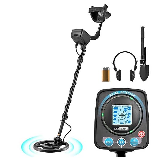 VIVOHOME Metal Detector Waterproof with Headphone Shovel for Adults Kids, Adjustable Length 41-52 inch, High Accuracy with a HD LCD Screen, Varied Smart Modes