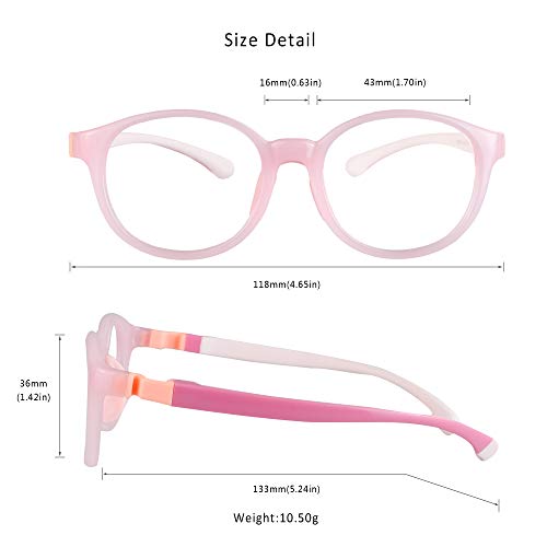 Image of LifeArt Kid Blue Light Blocking Glasses, Filter 85% of Harmful Blue Light, Anti Eyestrain and Blurry, Computer Glasses, Cut UV400 Anti Glare(Pink)