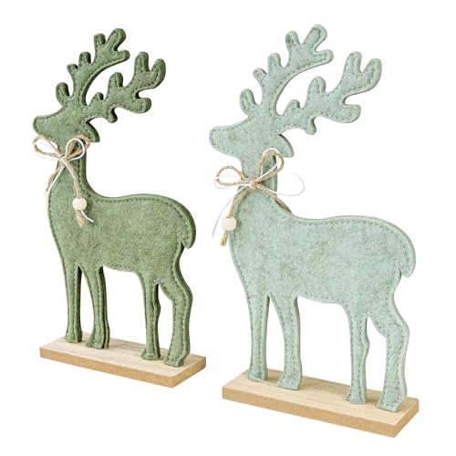 levandeo 2er Set Hirsch Deko Aufsteller H26cm Grün Filz Holz...