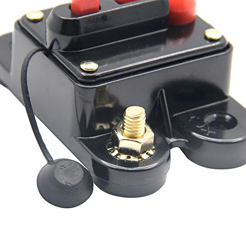 Image of 50 Amp Circuit Breaker with Manual Reset 12V-24V DC Surface Mount For Trolling Motor Auto Marine Boat Car Stereo Audio Speaker Resettable Fuse 50A