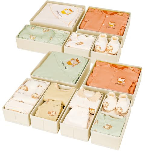 DIMJ Lot de 12 Boites de Rangement de Non-tissé, Organiseurs de tiroir Pliable et Respirant, Rangement Tiroir Ideal pour Soutiens-Gorge, Sous-Vêtements,...