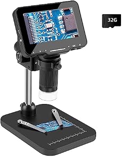 Koolertron 4.3 inch IPS Digital Microscope,10-1000X Magnification Handheld Camera Video Microscope with 32G TF Card,8 LED Lights,Rechargeable Battery Microscope for Coins/PCB Soldering/Plant/Insect