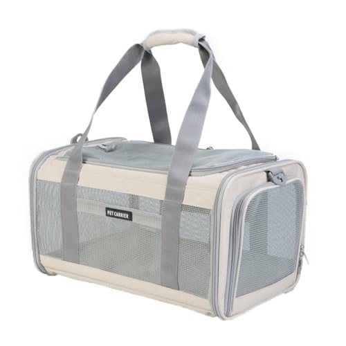 ペットキャリーバッグ ダブルドア ペット用 折りたたみ メッシュ 軽量 通気 快適 安定性 持ち運び 電車移動 散歩 防災害避難用 お出かけバック 犬猫兼用 猫キャリーバッグ 軽い お出かけ便利 43*30.5*24 cm