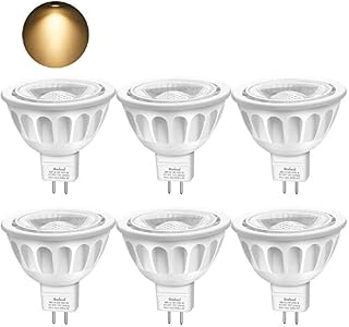 Boxlood 6 Pack MR16 LED Light Bulbs, 12-Volt, 36-Degree Spot Light with GU5.3 Base, 5-Watt (50-Watt Equivalent), 450 Lumen, 3000K Warm White, LED Recessed Track Spotlight