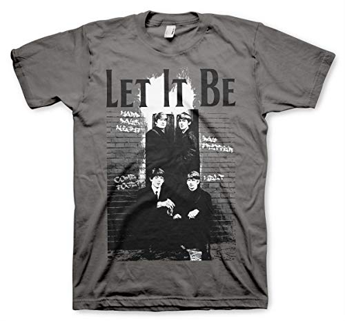 Officially Licensed Beatles – Let It Be Mens T-Shirt (Dark-Heather) - Les Beatles, Paul McCartney, John Lennon, RIngo Starr, George Harrison Officially Licensed Beatles - Let It Be Mens T-Shirt (Dark-Heather)