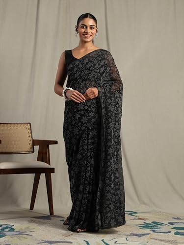 Image of Garden Vareli Lock Chiffon Floral Saree