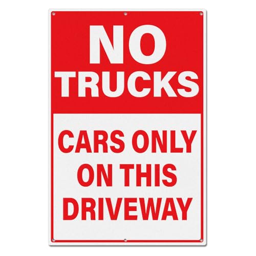 YIKIADA No Trucks Cars Only On This Driveway Sign 18 × 12 Inches Pre-Drilled Holes Waterproof Fade Resistant Signage Aluminum Reflective Notice for Outdoor Parking Lots Road