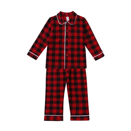 Kids Tales Child Velvet Pajama Sets Christmas Button Down Long Sleeve Shirt + Long Pants Boys Girls Solid Loungewear 2PCS