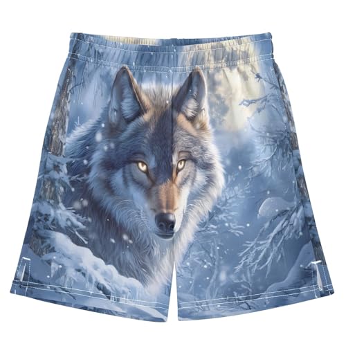 Wolf Moon Snow Boys' Shorts Summer Cotton Adjust Pocket Boys Shorts Size 8 Years