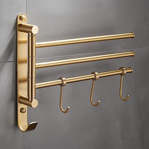 Support de séchage pour salle de bain avec cintre multi-tiges pivotant or