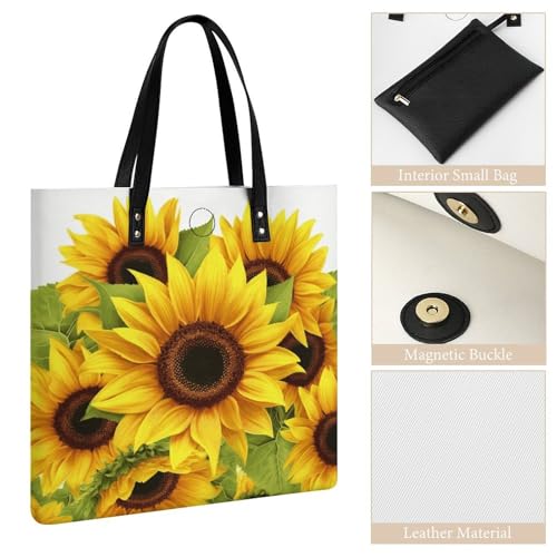 Sunflower Handbag Leather Tote Shoulder Bag Satchel Handbag with Top Handles Large Casual Handbags with Shoulder Work Bag for Women Travel Purse Dating Gift3