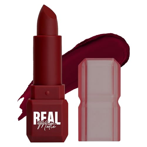 Image of Mila Beaute Real Matte Lipstick | Enriched With Rosehip Extract | Ultra Matte Finish & Long Lasting I Single Swipe, Lightweight & Comfortable - 20-BURGUNDY RED