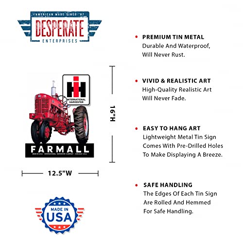 Desperate Enterprises Farmall 400 Tin Sign - Nostalgic Vintage Metal Wall Decor - Made in USA - Thumbnail 2