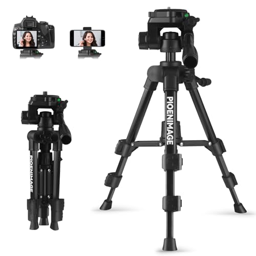 PIOENIMAGE 25 inch Mini Tripod for Camera, Small Tripod for Camera and Phone, Travel Stand for Photography, Video Recording, Compatible with DSLR, Smartphone, Spotting Scopes