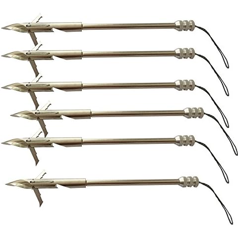 JIEXI HWYP 6.3" Stainless Steel Bow Fishing Slingshot Fishing Arrow Spiral Tip 3 Blades Pack of 6 Cover