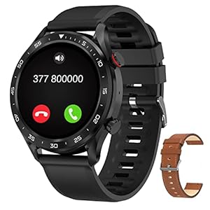 Bribejat BT2 Smartwatch Herren mit Telefonfunktion, 10 Modus Sportuhren wasserdichte IP68, Fitnessuhr Herren mit Schrittzähler Pulsmesser Schlafmonitor 128mb Musikspeicher für Android IOS,Schwarz