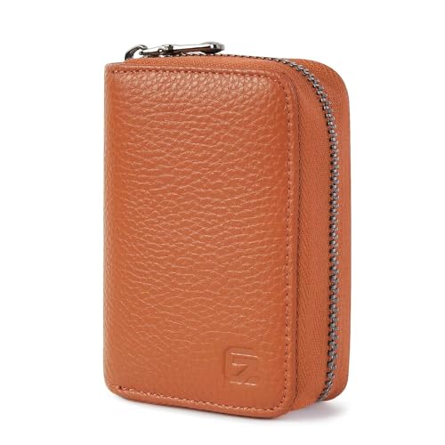 Image of GADIEMKENSD Large Capacity RFID Blocking Wallet - Genuine Leather Travel Business Purses with 24 Slots for Credit, Debit, Oyster, ID Cards - Orange