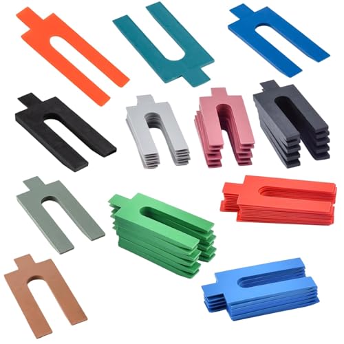 100pcs U Shaped Plastic Packers Assorted Shims in 6 Sizes (1mm to 6mm) for Window and Door Installation Flooring Joinery Furniture Leveling Durable Plastic Wedges for Builders & DIY Projects