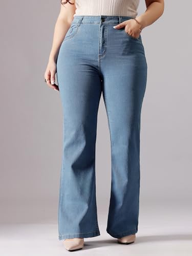 Image of Miss Chase A+ Women's Bootcut High Rise Regular Length Stretchable Denim Jeans