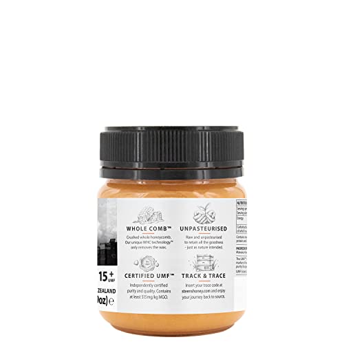 Steens Manuka Honey MGO 515+ - rein roher 100% zertifizierter UMF 15+ Manuka Honig - abgefüllt und versiegelt in Neuseeland - höchste Qualitätsstufe - 225 g