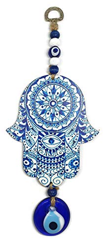MYSTIC JEWELS - Hamsa der Hand der Fatima aus Holz mit türkischem Auge für Glück und Energien zu Hause (Farbe 5) Cover