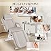 KIIUMI Facial Tattoo Chair, Esthetician Lash Bed Multi-use Tattoo Massage Table for Artist with Hydraulic Stool, 3-Section Beauty Barber Spa Equipment w/Removable Armrests & Headrest, Gray