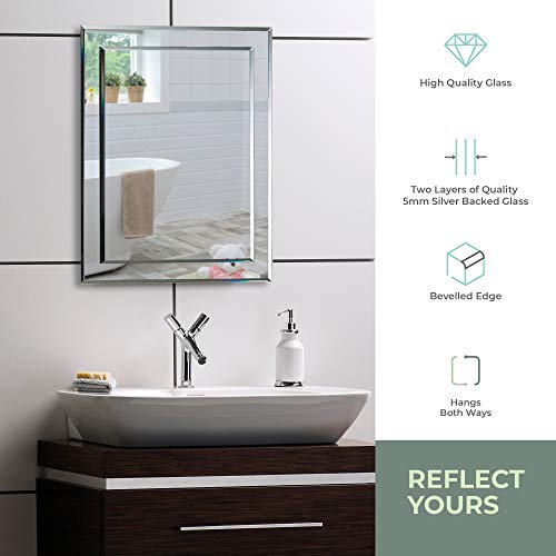 Neue Design Bathroom Mirror Double Layer 70cm x 50cm Rectangular Wall Mounted Plain, Beautiful Mirror for your Bathroom or Other Rooms in your Home Lynne
