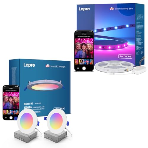 Lepro Bundle-R2 AI Smart LED Canless Light 6 Inch y Tira LED Inteligente 16.4ft miniatura 1