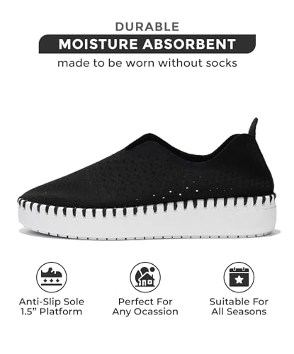 Image of Project Cloud Platform Sneakers for Women - Leather Insole Loafers for Women with Memory Foam - Casual Slip On Womens Loafers with Flexible Outsole (Aster)