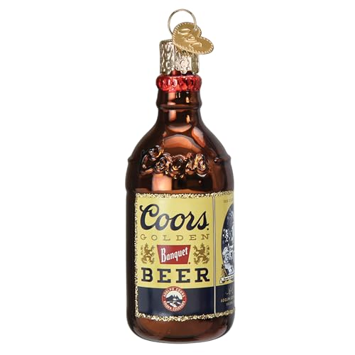 Old World Christmas Coors Banquet Beer Bottle Glass Blown Ornament for Christmas Tree, Handcrafted Holiday Decoration, Beer Collection