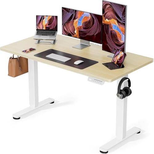 （12:00時点） ErGear 電動 オフィスワークテーブル 昇降式デスク スタンディングデスク 幅120cm 耐荷重80kg 高さメモリー機能 上下自動昇降 静音 収納フック付き 机 作業机 テレワーク【幅120 x 奥行き60 x 高さ72-118cm】