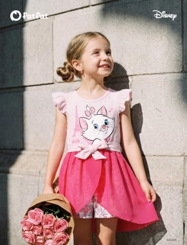 Image of Disney Princess Frozen Elsa Minnie Mouse Stitch Toddler Girl Romper With Skirt Overlay Summer Jumpsuit with Bow 2-6 Years