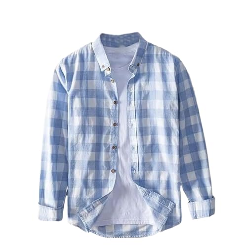 Chemise à rayures coton lin manches longues homme tissu thermorégulateur