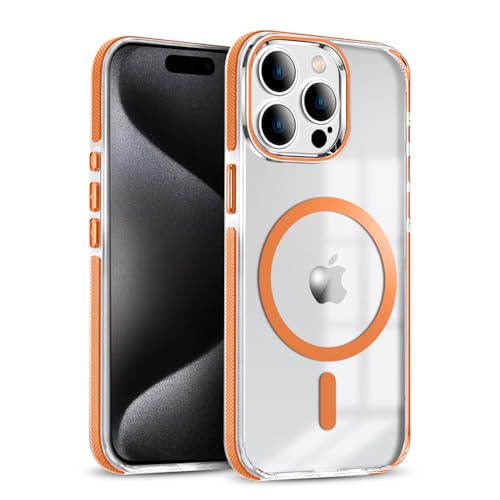 Image of MINTZZ ️ for iPhone 14 Pro Case, Compatible with MagSafe, Military-Grade Protection, Yellowing Resistant, Scratch-Resistant TPU Back, Magnetic Phone Case (Orange, iPhone 14 Pro)