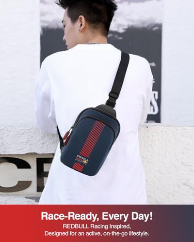 Image of CG MOBILE RedBull Racing Universal Phone Bag Official Licensed, Crossbody Nylon Phone Pouch with PowerBar, Impact-Resistant Protective Phone Holder for Men & Women - Navy