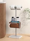 KES Toilet Paper Holder Stand with Bathroom Magazine Rack, Magazine Holder and Double Roll Toilet Paper Holder Free Standing, Weighted Marble Base, 18/8 Stainless Steel, Brushed Finish, BPH231-2