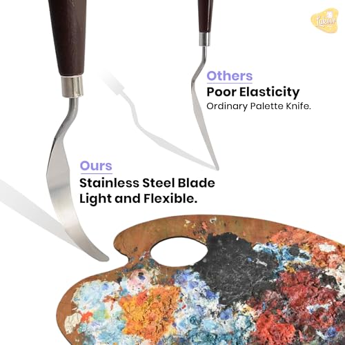 Image of Lakeer Palette Knife Set - 10 Pcs Stainless Steel with Wooden Handle, Ideal for Acrylic, Oil Painting, and Mixed Media Art