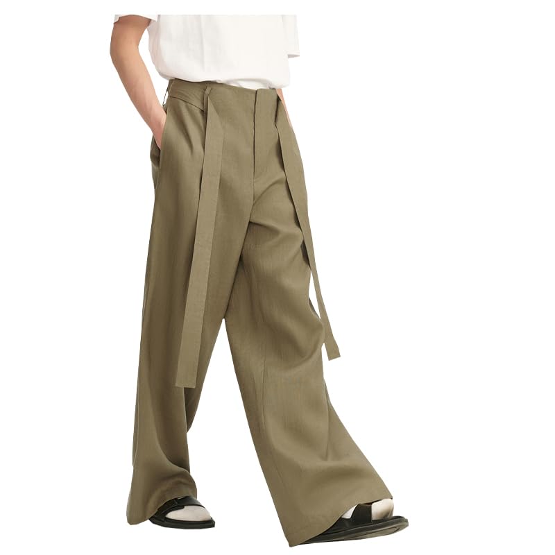 100% Natural Linen Men's Pants Light Brown Straight Pants Loose Plus Size Men's Vacation Casual Comfort Cool Sweat Absorption