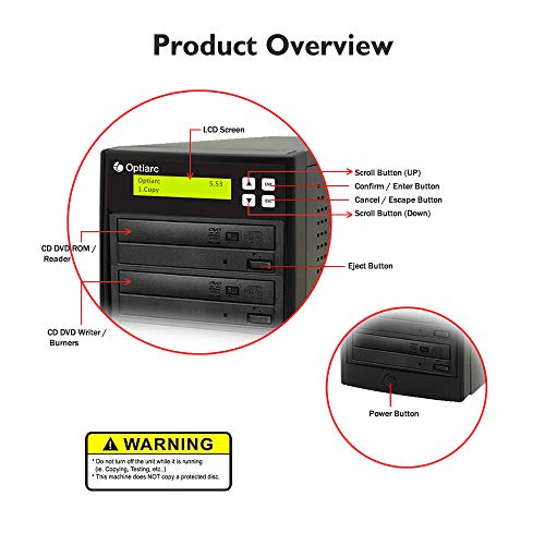 Optiarc 1 to 3 24X Burner M-Disc Support CD DVD Duplicator - Standalone Copier Duplication Tower - Thumbnail 3