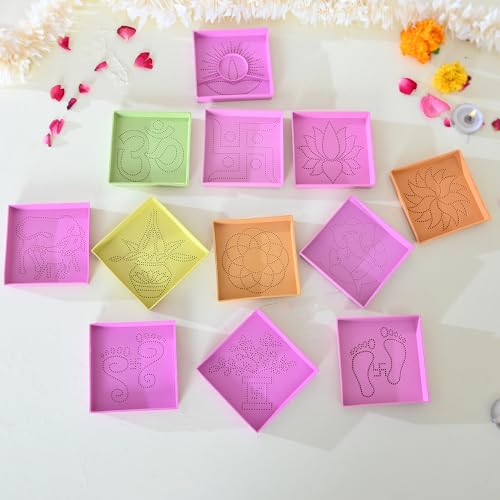 CRAFTAM Different Design Ready to Draw Rangoli Making Stencils, R...