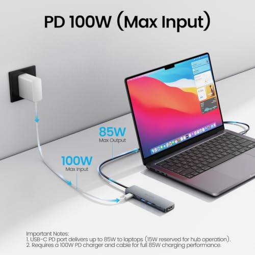 Image of 7 in 1 USB C Hub Multiport Adapter for MacBook, Laptop, iPad | USB C Docking Station with 31.5'' Cable, 4K@60Hz HDMI, 100W PD Fast Charging , 2 USB 3.0 & USB-C Data Port, SD /TF Card Reader