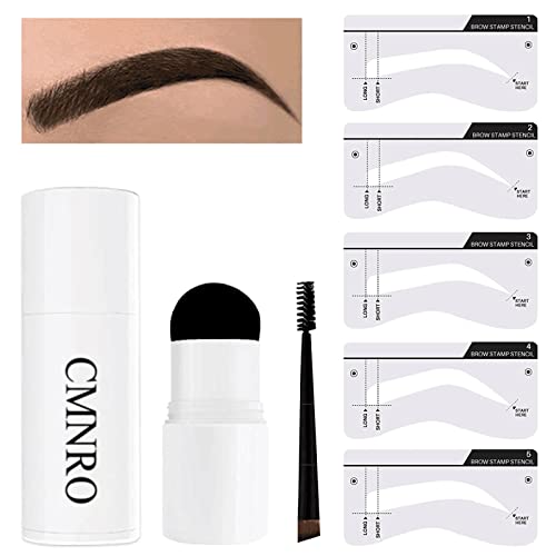 Eyebrow Stamp Stencil Kit Brow Stamp and Shaping Kit One Step Brow Stamp Waterproof Long Lasting Eyebrow Cream with Reusable Stencil(Brunette)