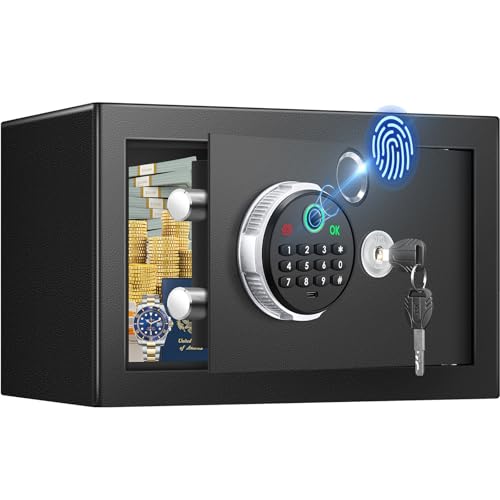 Image of 15L Biometric Safe Box with Fireproof Cash Bag | Small Safe for Home Office