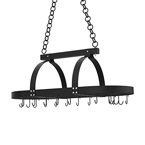 KES Plafond Opknoping Pot Rack 85CM Plafondplank voor Keuken Ovale Pot en Pan Rack Mat Zwarte Pot Hanger met 20 S Haken, KUR221S85-BK - Image 6