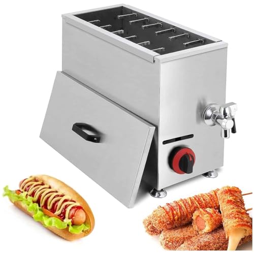 PASPRT Freidora Comercial De 21 litros para Perritos Calientes Rebozados, Máquina para Palitos De Perrito Caliente con Queso, Termostato De Precisión Y Base