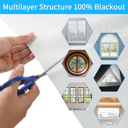 MI CASA Blackout Blind, 400x150cm Portable Stick on Blinds for Windows, Temporary Blackout Curtains Suitable for Cutting any Size Shape for Bedroom, Indoor and Outdoor, White - Cosy Home Interiors MI CASA Blackout Blind, 400x150cm Portable Stick on Blinds for Windows, Temporary Blackout Curtains Suitable for Cutting any Size Shape for Bedroom, Indoor and Outdoor, White - Image 7