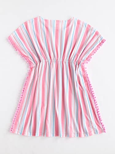 Milumia Girl's Striped Mesh Beach Coverups Ruffle Trim Swimsuit Swimwear Cover Up2